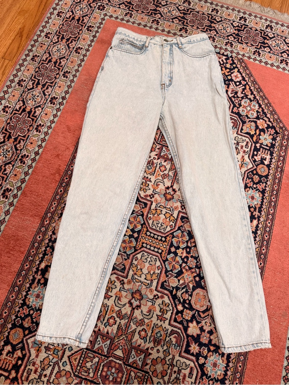 BONJOUR VINTAGE LIGHT WASH HIGH WAIST BOW DETAIL JEANS Sz 26 - Picture 3 of 9